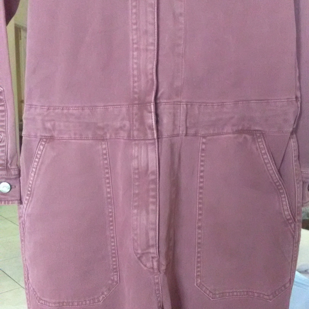 BNWT ORGANIC DENIM JUMPSUIT BY FAHERTY DYED MAROON ZIP/ BUTTON (XS & M AVAIL.) - Picture 10 of 14
